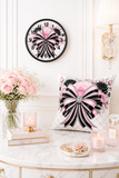Pink Noir Couture Diamond Bow - Wall Clock