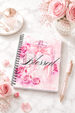 Spiral Notebook (Small) - Pink Blush & Roses Perfume Bottle - Blessed Black (Faith)