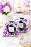 Square Pillow - Purple Midnight Roses - Perfume Bottle White