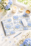 Powder Blue Sugar Blossom Stripes - Mouse Pad