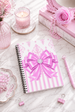 Orchid Lilac Damask Bow - Spiral Notebook
