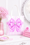 Orchid Lilac Damask Bow - Tote Bag