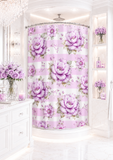 Lilac Sugar Blossom Stripes - Shower Curtains