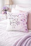 Purple Flower Bouquet - Blessed is the One - Square Pillow (Faith)