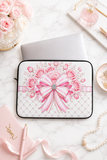 Candy Stripe Pink Couture Bow - Laptop Sleeve