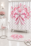 Candy Stripe Pink Couture Bow - Bath Mat