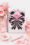 Pink Noir Couture Diamond Bow - Spiral Notebook