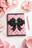 Obsidian Lace Bow in Princess Pink - Spiral Notebook