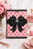 Obsidian Lace Bow in Princess Pink - Spiral Notebook