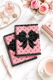 Obsidian Lace Bow in Princess Pink - Spiral Notebook