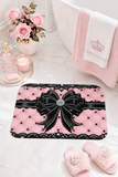 Obsidian Lace Bow in Princess Pink - Bath Mat