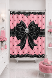 Obsidian Lace Bow in Princess Pink - Shower Curtains