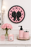 Obsidian Lace Bow in Princess Pink - Wall Clock