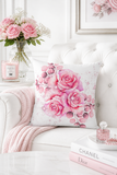 Square Pillow - Rosabella Bloom - White