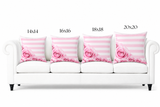 Pink Stripes Floral Roses - Square Pillow