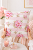 Pink Sugar Blossom Stripes - Square Pillow