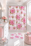 Pink Sugar Blossom Stripes - Bath Mat
