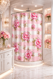 Pink Sugar Blossom Stripes - Shower Curtains