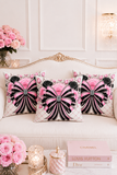 Pink Noir Couture Diamond Bow - Square Pillow