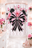 Pink Noir Couture Diamond Bow - Shower Curtains