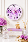 Wall Clock - Lavender Ribbons & Roses - Glam Watercolor Floral Stripes