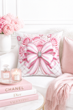 Candy Stripe Pink Couture Bow - Square Pillow