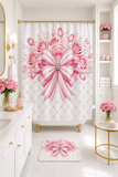 Candy Stripe Pink Couture Bow - Shower Curtains