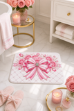Candy Stripe Pink Couture Bow - Bath Mat
