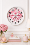 Candy Stripe Pink Couture Bow - Wall Clock