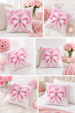 Candy Stripe Pink Couture Bow - Square Pillow