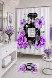 Bath Mat - Purple Midnight Roses - Perfume Bottle White