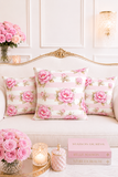 Pink Sugar Blossom Stripes - Square Pillow