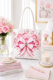 Candy Stripe Pink Couture Bow - Tote Bag