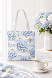 Powder Blue Sugar Blossom Stripes - Tote Bag