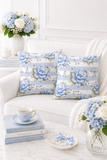 Powder Blue Sugar Blossom Stripes - Square Pillow