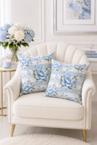 Powder Blue Sugar Blossom Stripes - Square Pillow