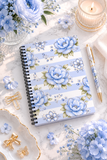 Powder Blue Sugar Blossom Stripes - Spiral Notebook