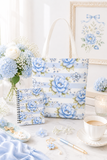 Powder Blue Sugar Blossom Stripes - Spiral Notebook