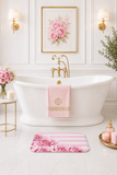 Bath Mat - Pink Stripes - Floral Roses