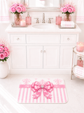 Princess Pink Damask Bow - Bath Mat