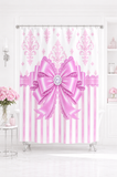 Orchid Lilac Damask Bow - Shower Curtains