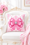 Princess Pink Damask Bow - Square Pillow