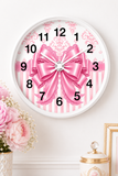 Princess Pink Damask Bow - Wall Clock