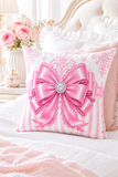 Princess Pink Damask Bow - Square Pillow
