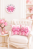 Princess Pink Damask Bow - Square Pillow