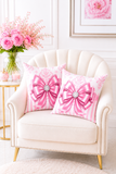 Princess Pink Damask Bow - Square Pillow