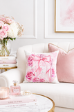 Square Pillow - Pink Blush & Roses Perfume Bottle - Blessed (Faith)