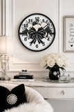 Ivory Noir Couture Diamond Bow - Wall Clock