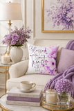 Purple Flower Bouquet - Blessed is the One - Square Pillow (Faith)