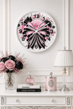 Pink Noir Couture Diamond Bow - Wall Clock